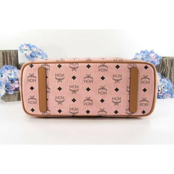 MCM Anya Baby Pink Visetos Logo Stripe Large Tote Bag NWT - Picture 4 of 10